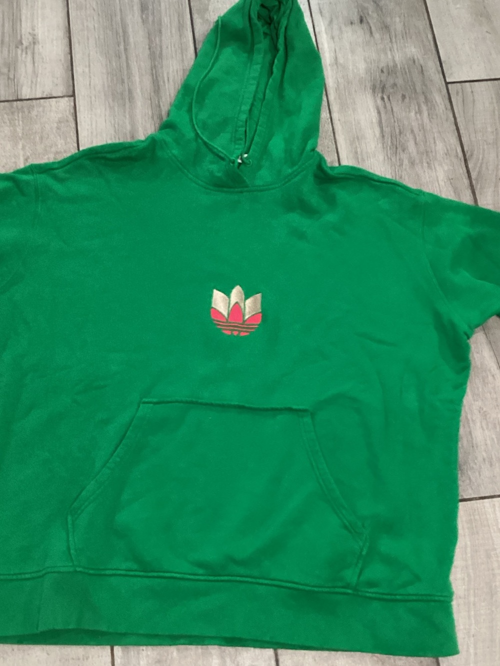 Adidas Green Hoodie with Trefoil Logo size 3XL #41 - Picture 2 of 4